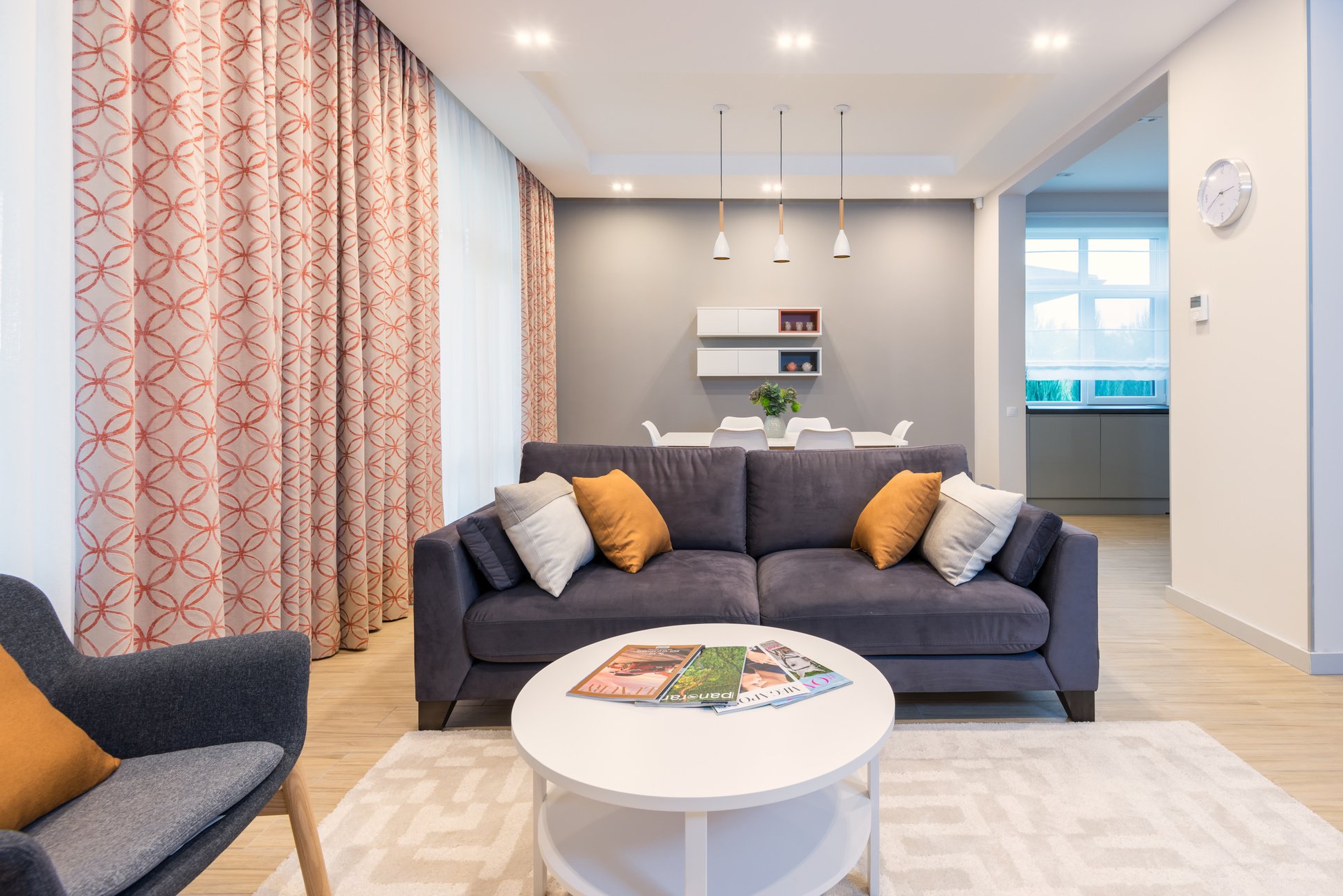 Interior of apartment with furniture